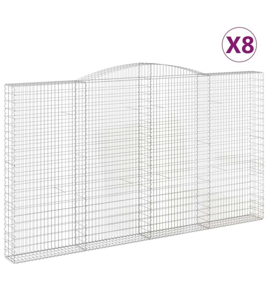 Paniers à gabions arqués 8 pcs 400x30x220/240 cm Fer galvanisé