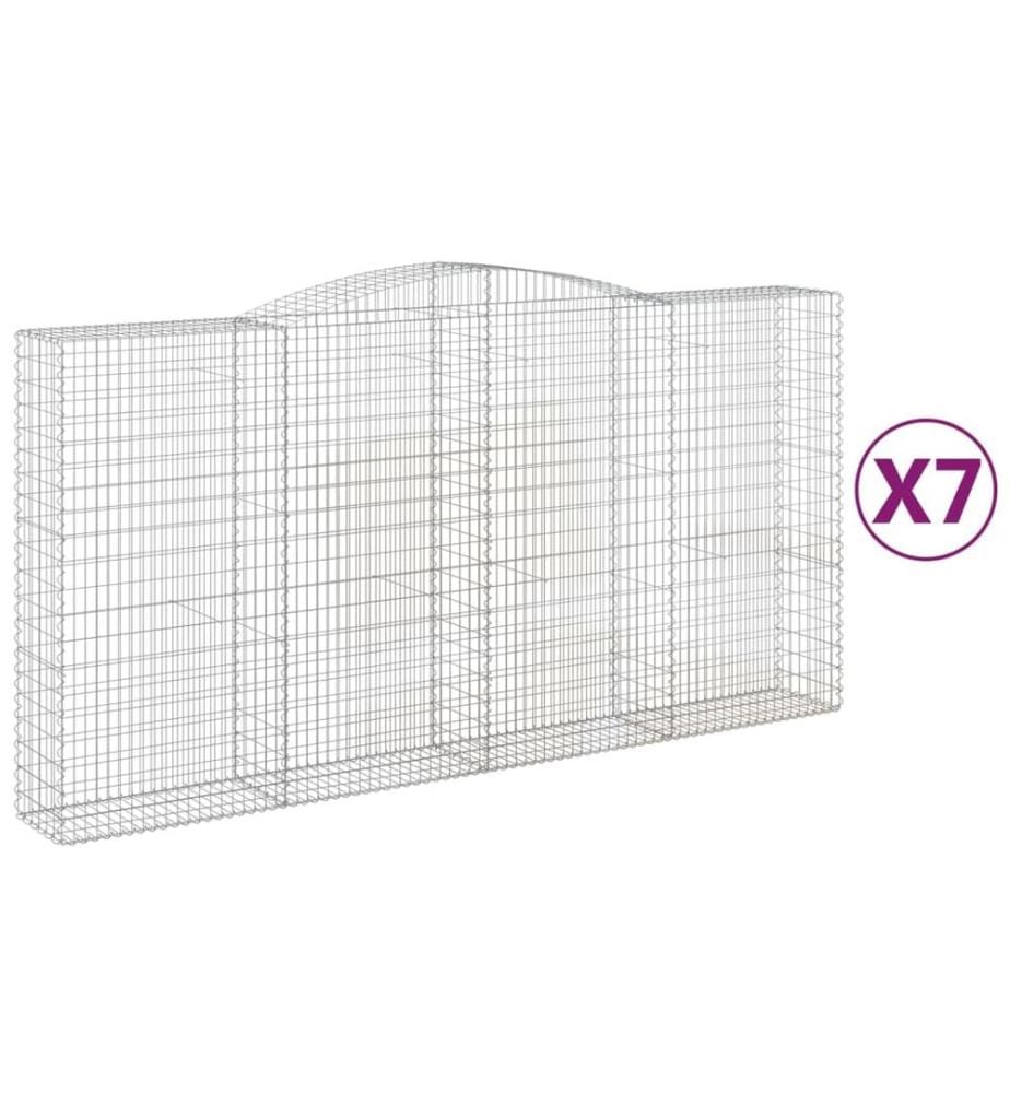 Paniers à gabions arqués 7 pcs 400x50x200/220 cm Fer galvanisé