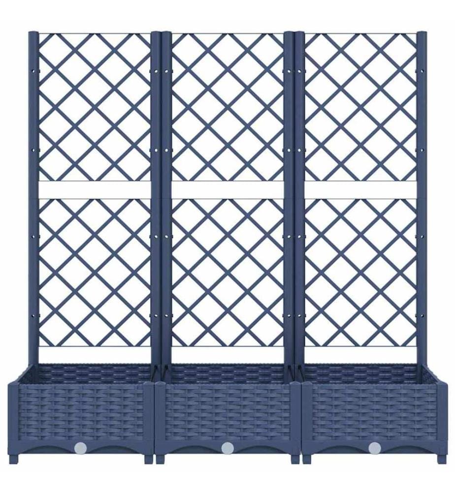 Jardinière avec treillis bleu gris 120x40x121,5 cm PP