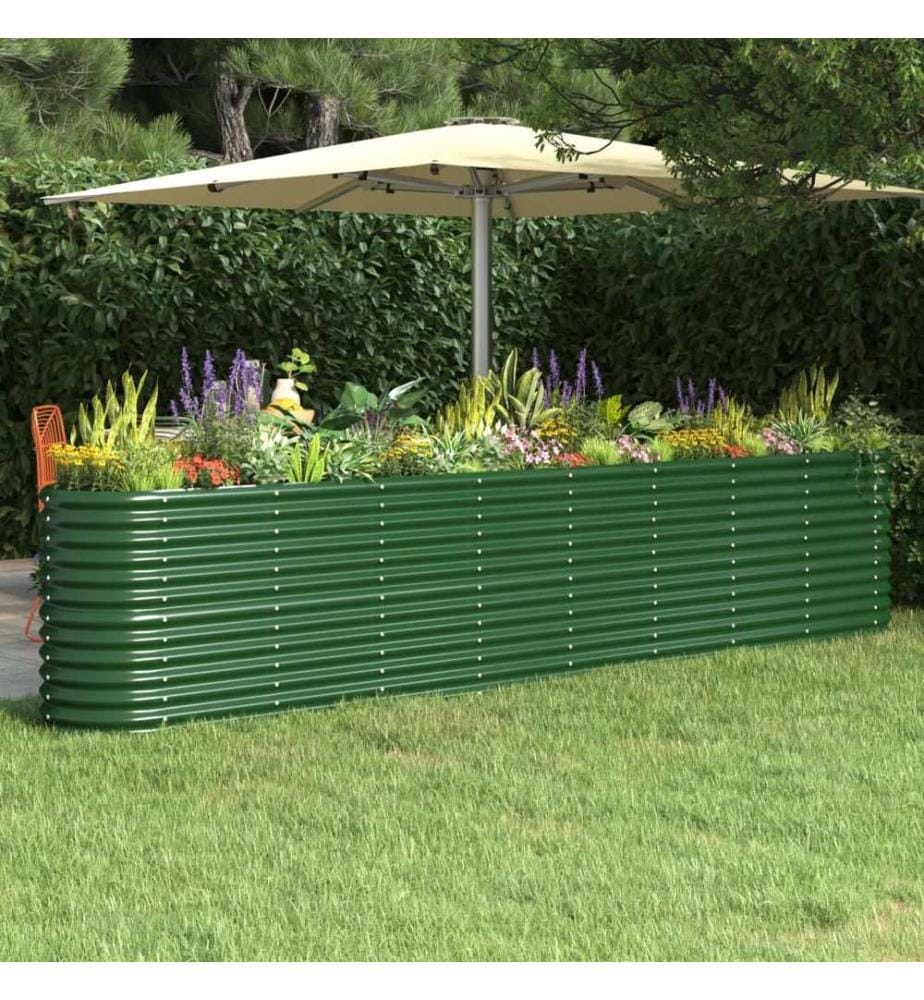 Lit surélevé de jardin Acier enduit de poudre 332x40x68 cm Vert
