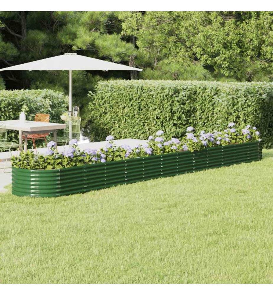 Lit surélevé de jardin Acier galvanisé 512x80x36 cm Vert
