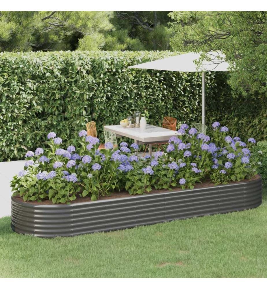 Lit surélevé de jardin Acier galvanisé 322x100x36cm gris