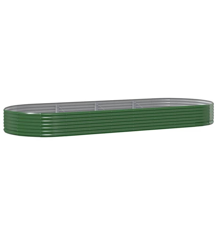 Lit surélevé de jardin Acier galvanisé 373x140x36cm Vert