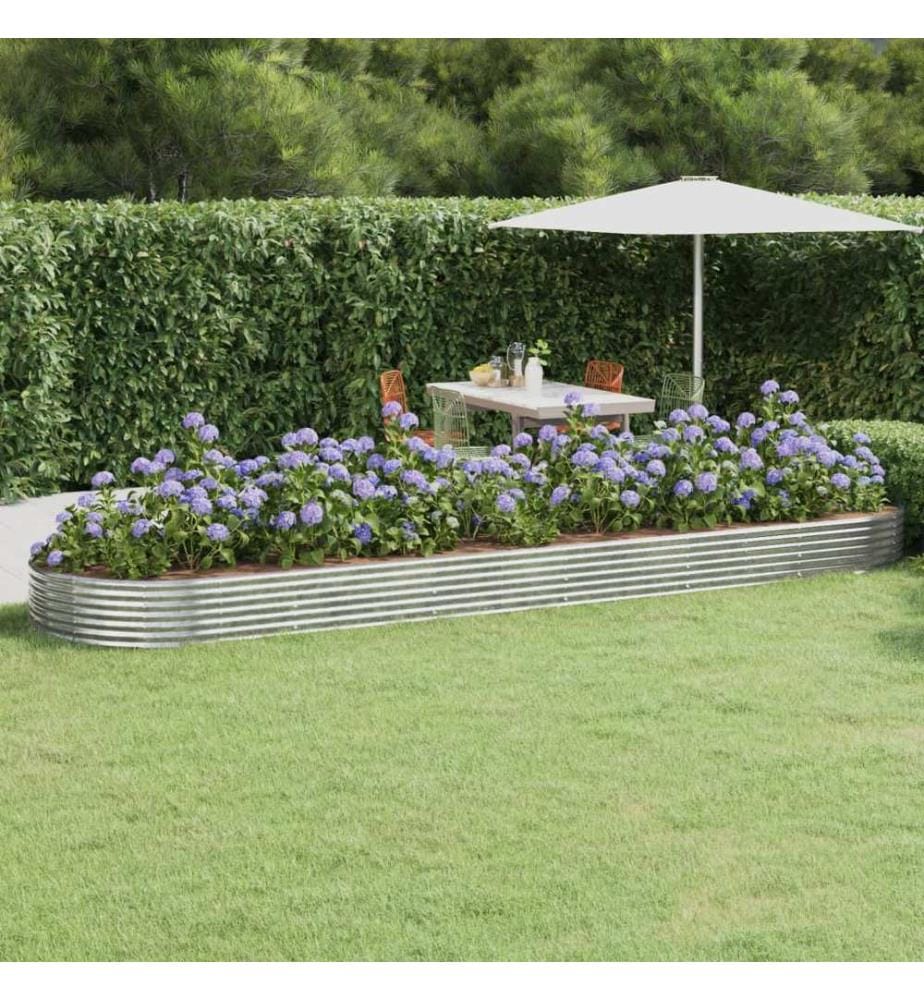 Lit surélevé de jardin Acier galvanisé Argenté
