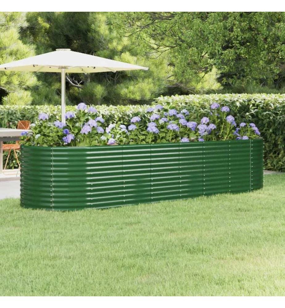 Lit surélevé de jardin Acier galvanisé 322x100x68cm Vert