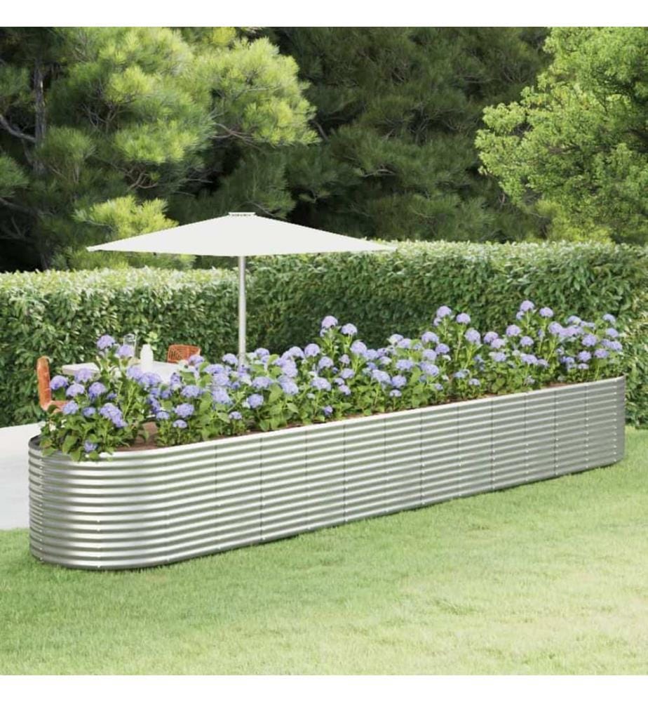 Lit surélevé de jardin Argenté Acier enduit de poudre