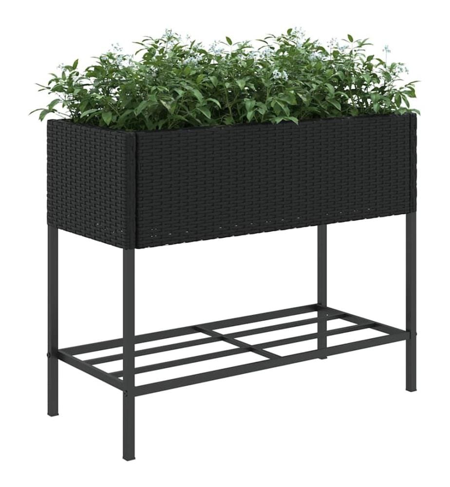 Hochbeete mit Ablage 2 Stk. Schwarz 90x40x75 cm Poly Rattan