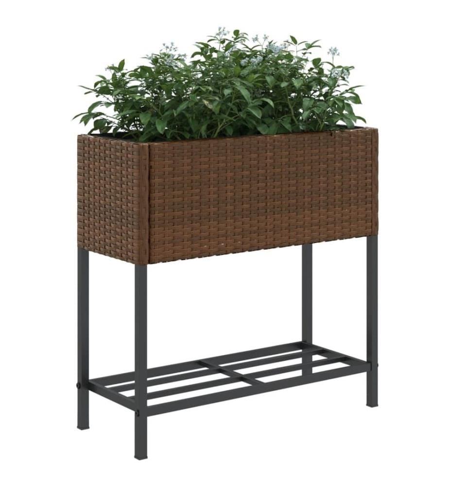 Hochbeete mit Ablage 2 Stk. Braun 70x28x70 cm Poly Rattan