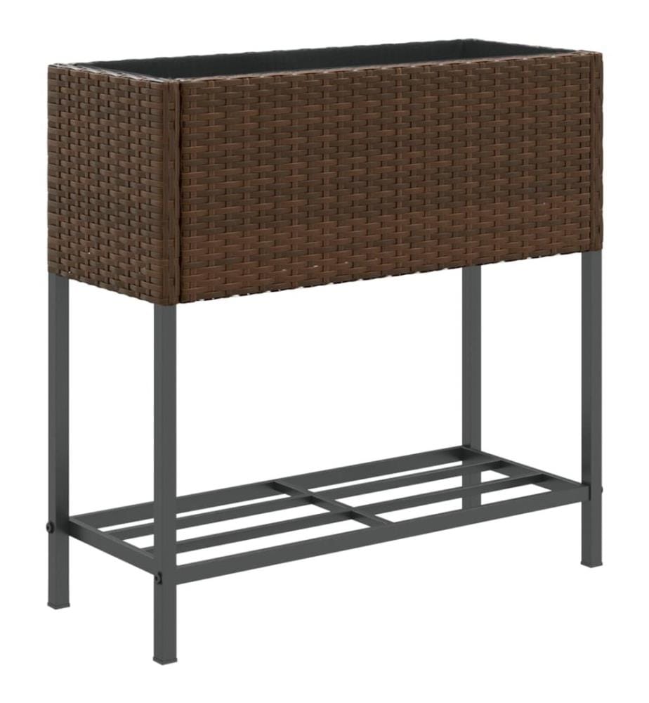 Hochbeete mit Ablage 2 Stk. Braun 70x28x70 cm Poly Rattan