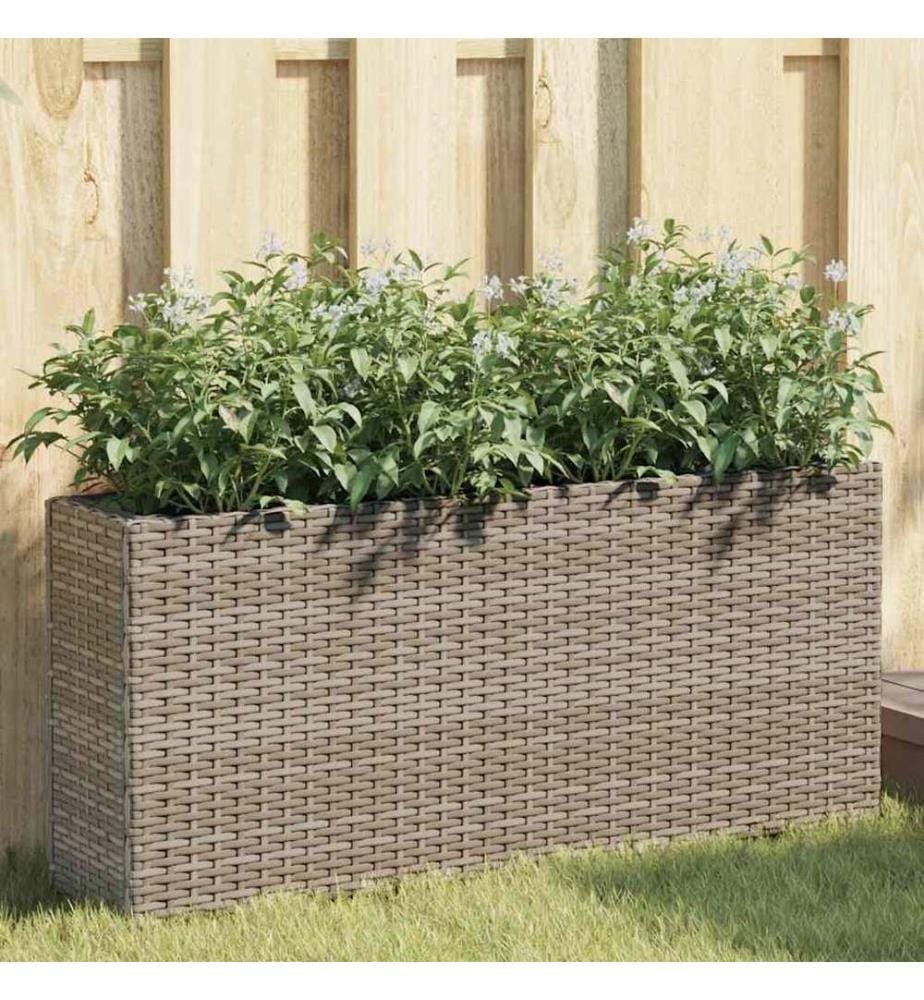 Pflanzkübel mit 2 Töpfen 2 Stk. Grau 90x20x40 cm Poly Rattan