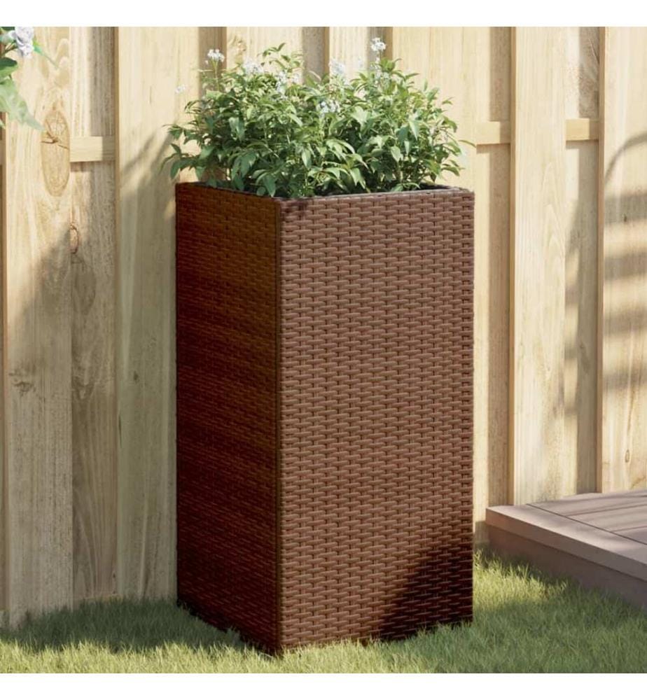 Jardinières 2 pcs marron 40x40x80 cm résine tressée