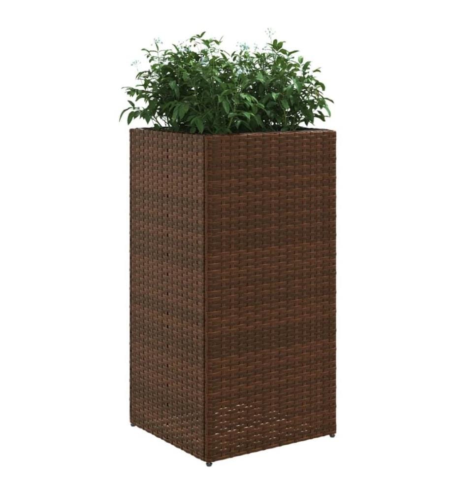 Jardinières 2 pcs marron 40x40x80 cm résine tressée