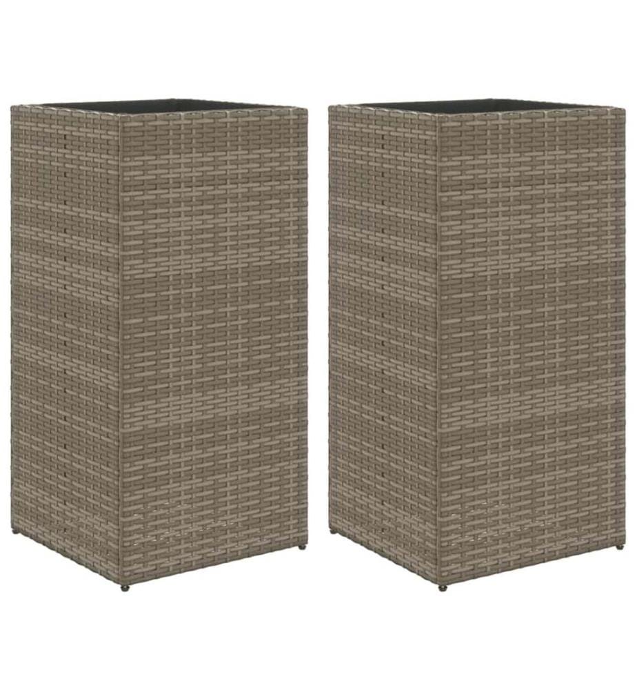 Pflanzkübel 2 Stk. Grau 40x40x80 cm Poly Rattan