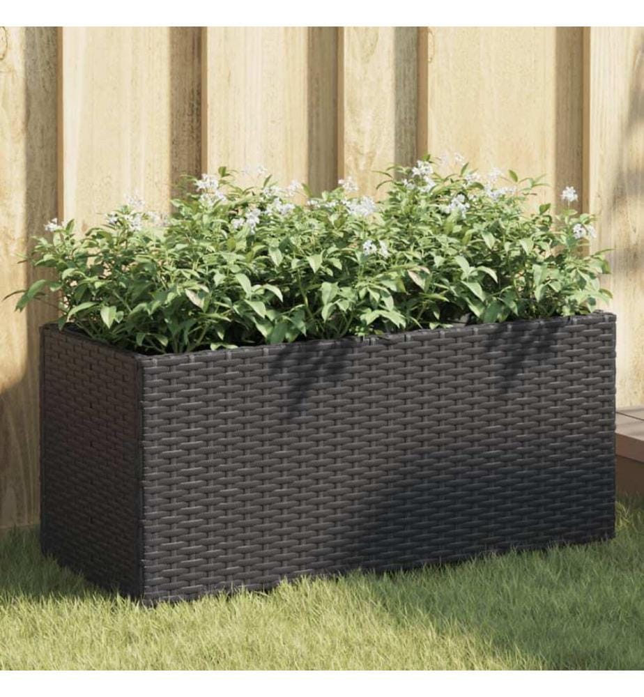 Pflanzkübel mit 2 Töpfen 2 Stk. Schwarz 72x30x32 cm Poly Rattan