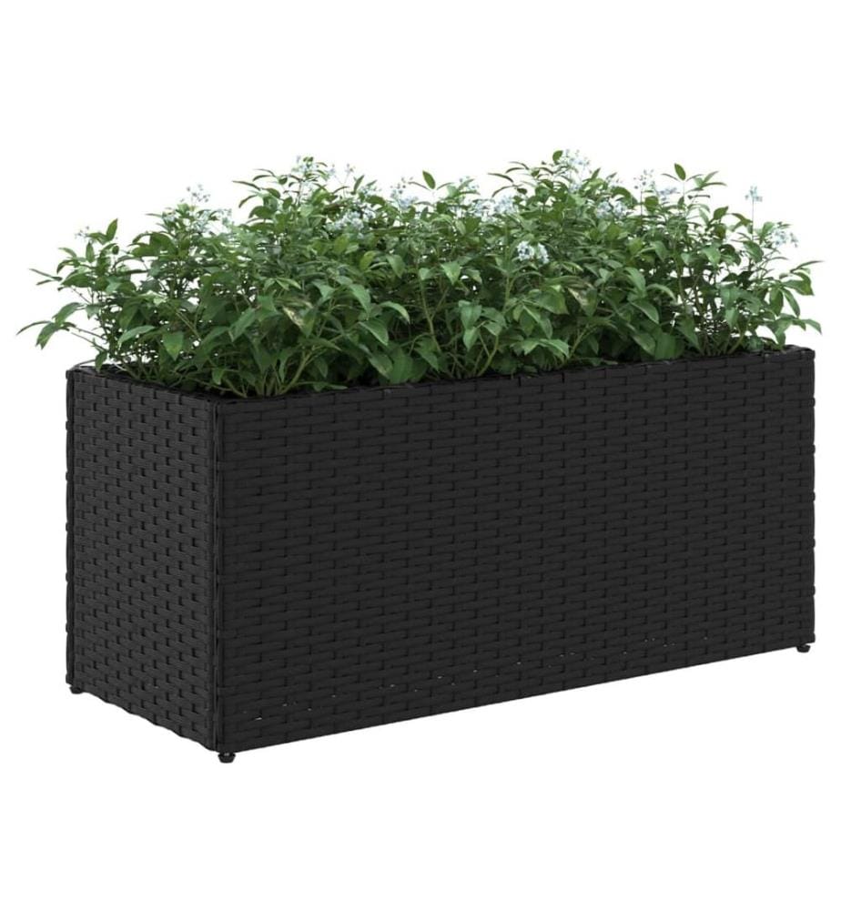 Pflanzkübel mit 2 Töpfen 2 Stk. Schwarz 72x30x32 cm Poly Rattan