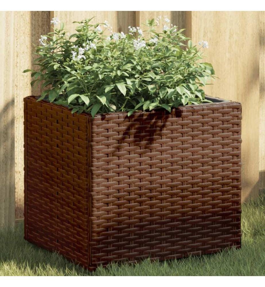 Jardinières 2 pcs marron 36x30x32 cm résine tressée
