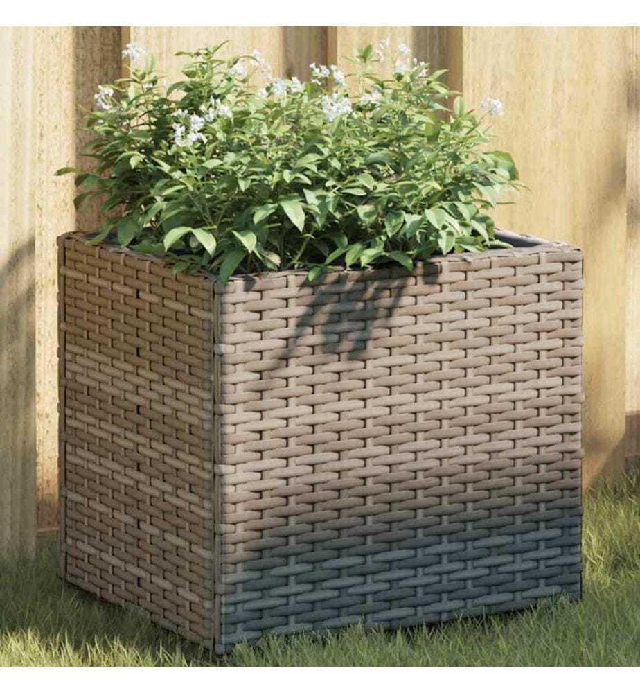 Jardinières 2 pcs gris 36x30x32 cm résine tressée