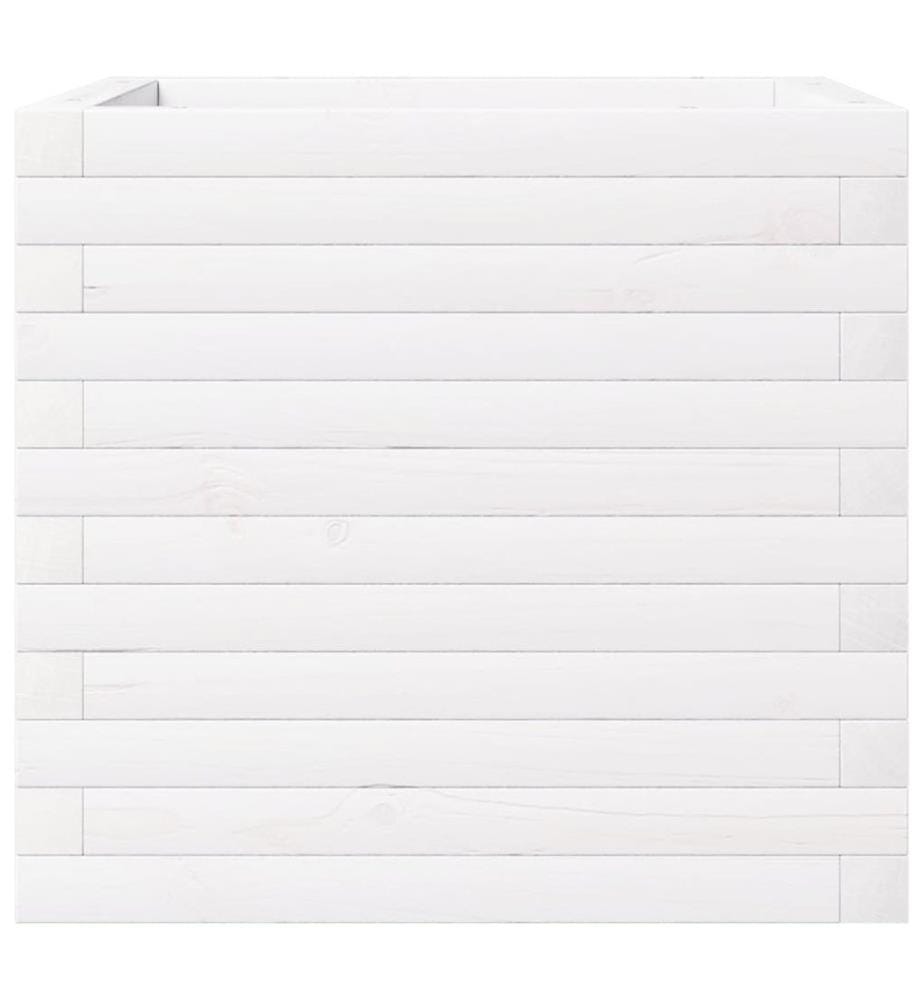 Jardinière blanc 50x50x46 cm bois de pin massif
