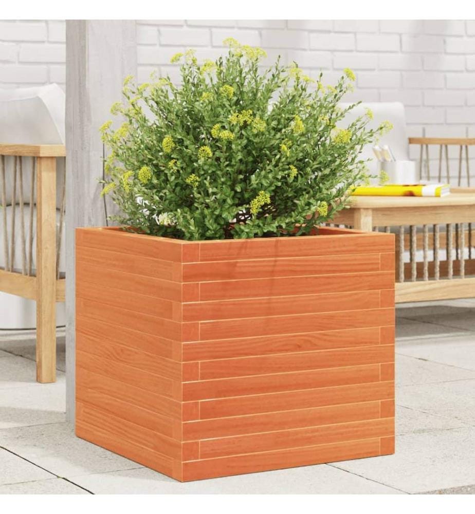 Jardinière cire marron 50x50x46 cm bois de pin massif