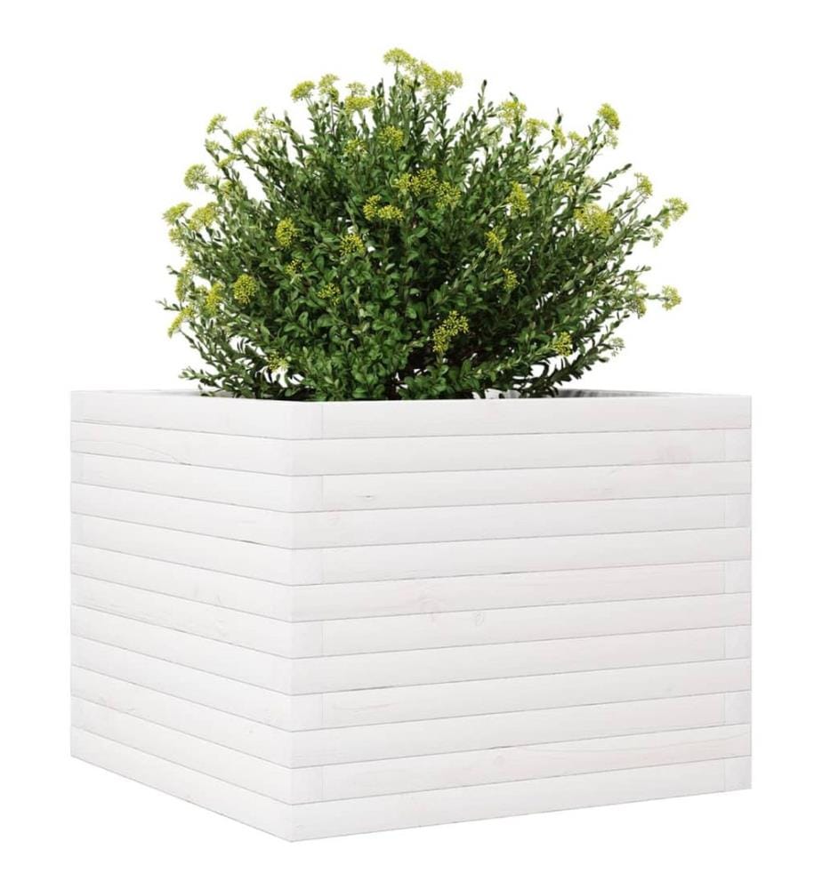 Jardinière blanc 60x60x46 cm bois de pin massif