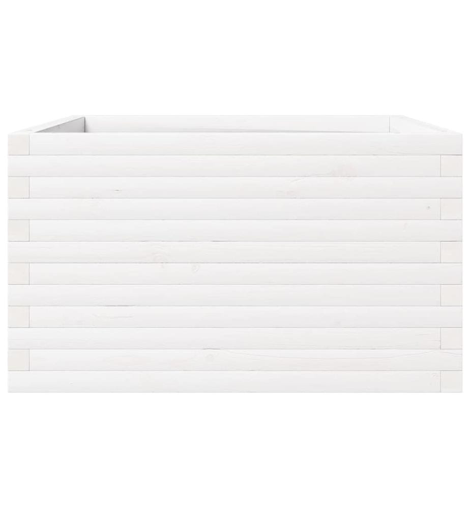Jardinière blanc 80x80x46 cm bois de pin massif