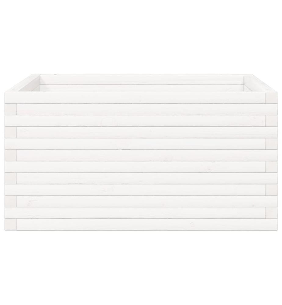 Jardinière blanc 90x90x46 cm bois de pin massif