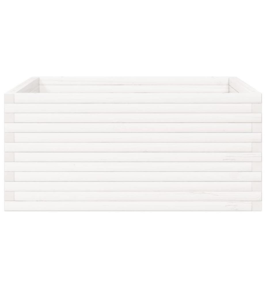 Jardinière blanc 100x100x46 cm bois de pin massif