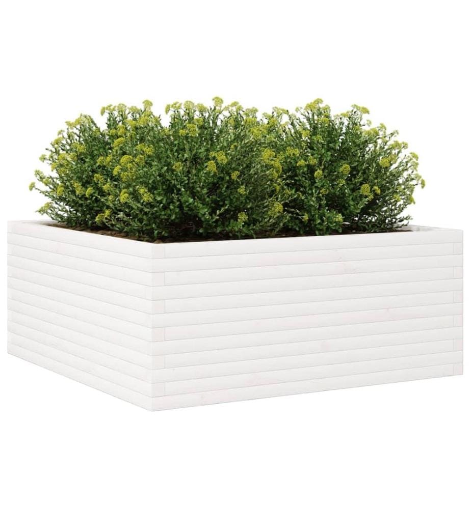 Jardinière blanc 110x110x46 cm bois de pin massif
