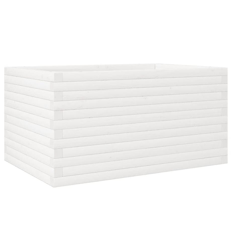 Jardinière blanc 90x60x46 cm bois de pin massif