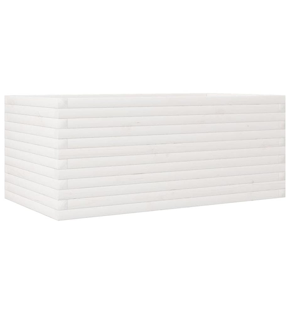 Jardinière blanc 110x60x46 cm bois de pin massif