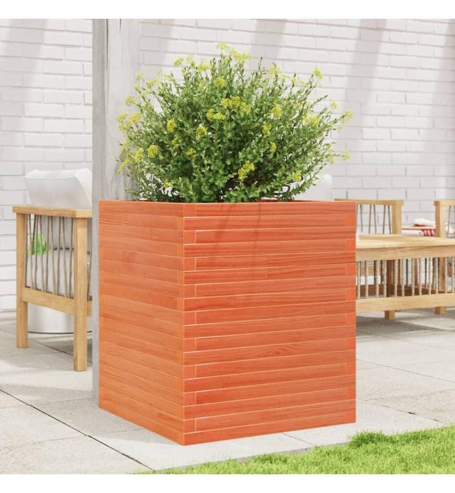 Jardinière cire marron 60x60x68,5 cm bois de pin massif