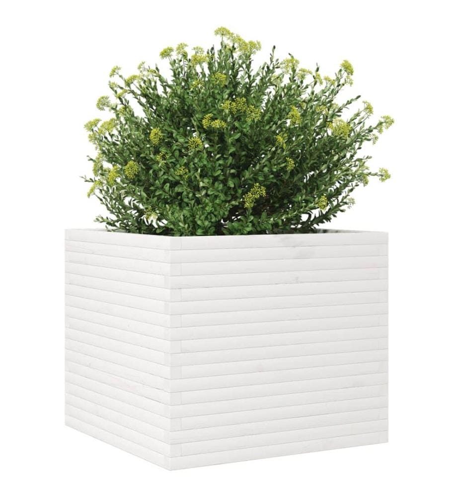 Jardinière blanc 80x80x68,5 cm bois de pin massif