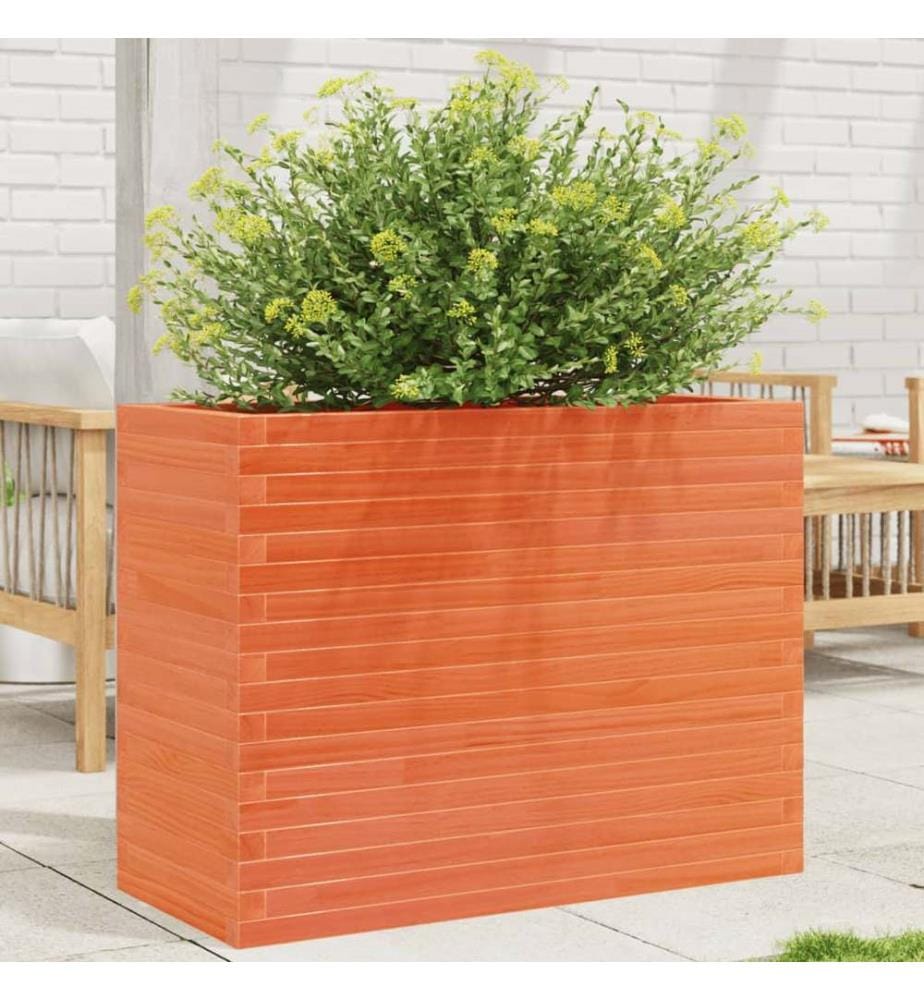 Jardinière cire marron 90x40x68,5 cm bois de pin massif