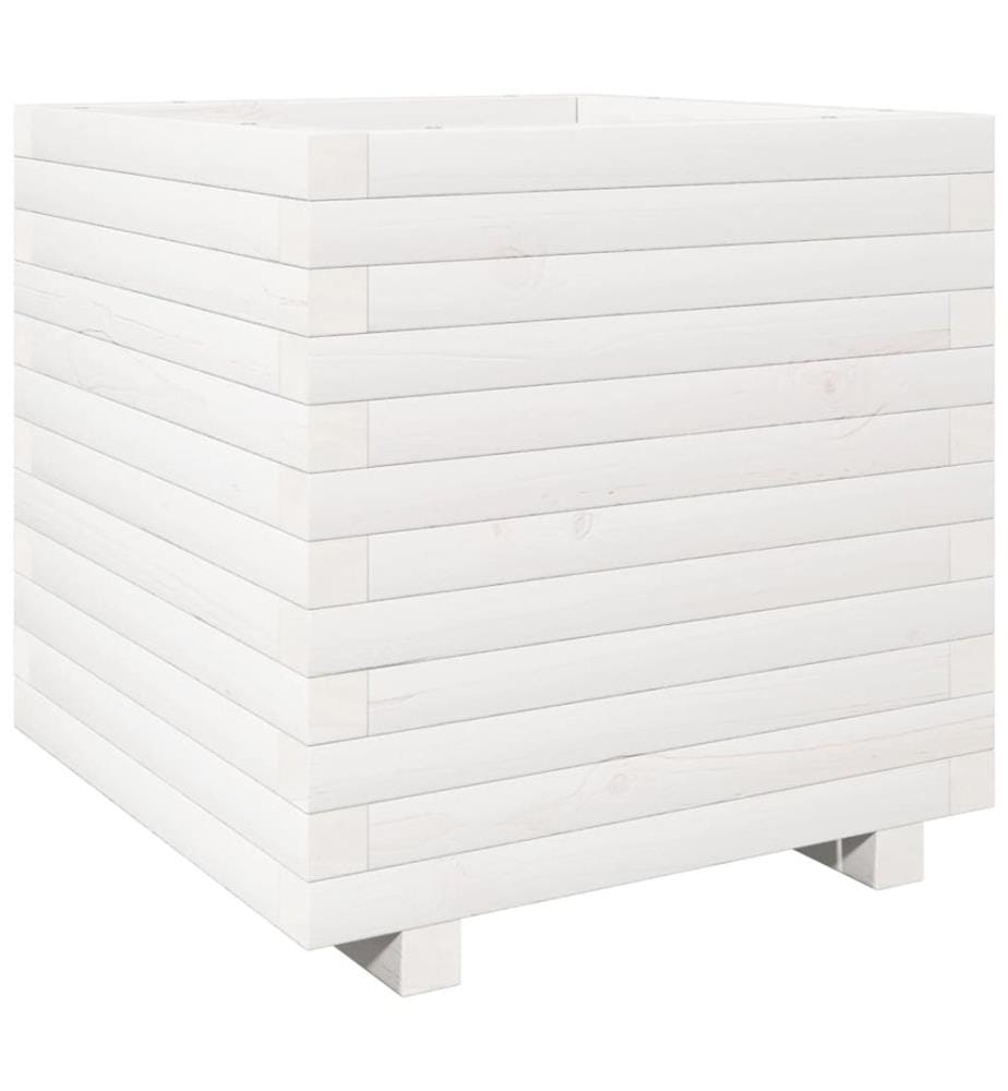 Jardinière blanc 50x50x49,5 cm bois de pin massif