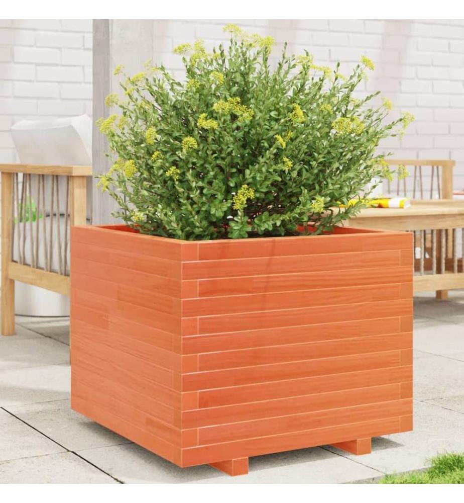 Jardinière cire marron 60x60x49,5 cm bois de pin massif