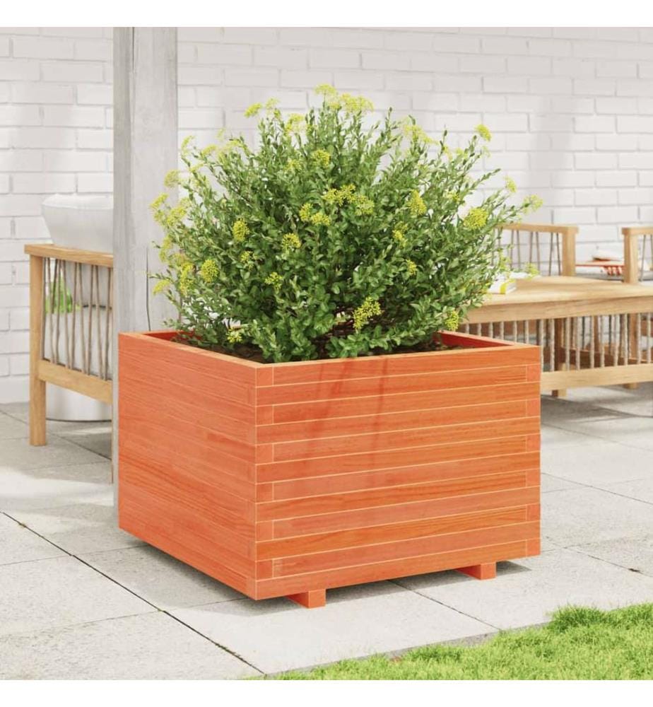 Jardinière cire marron 70x70x49,5 cm bois de pin massif