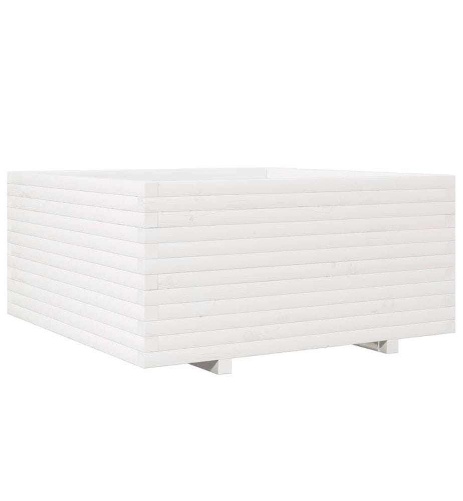 Jardinière blanc 100x100x49,5 cm bois de pin massif