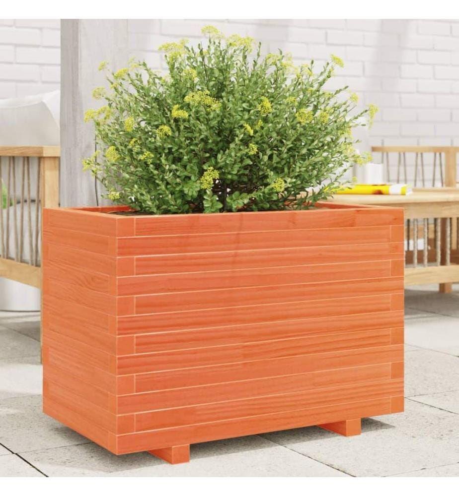 Jardinière cire marron 70x40x49,5 cm bois de pin massif