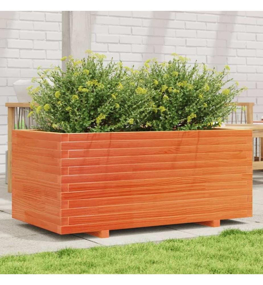 Jardinière cire marron 110x60x49,5 cm bois de pin massif