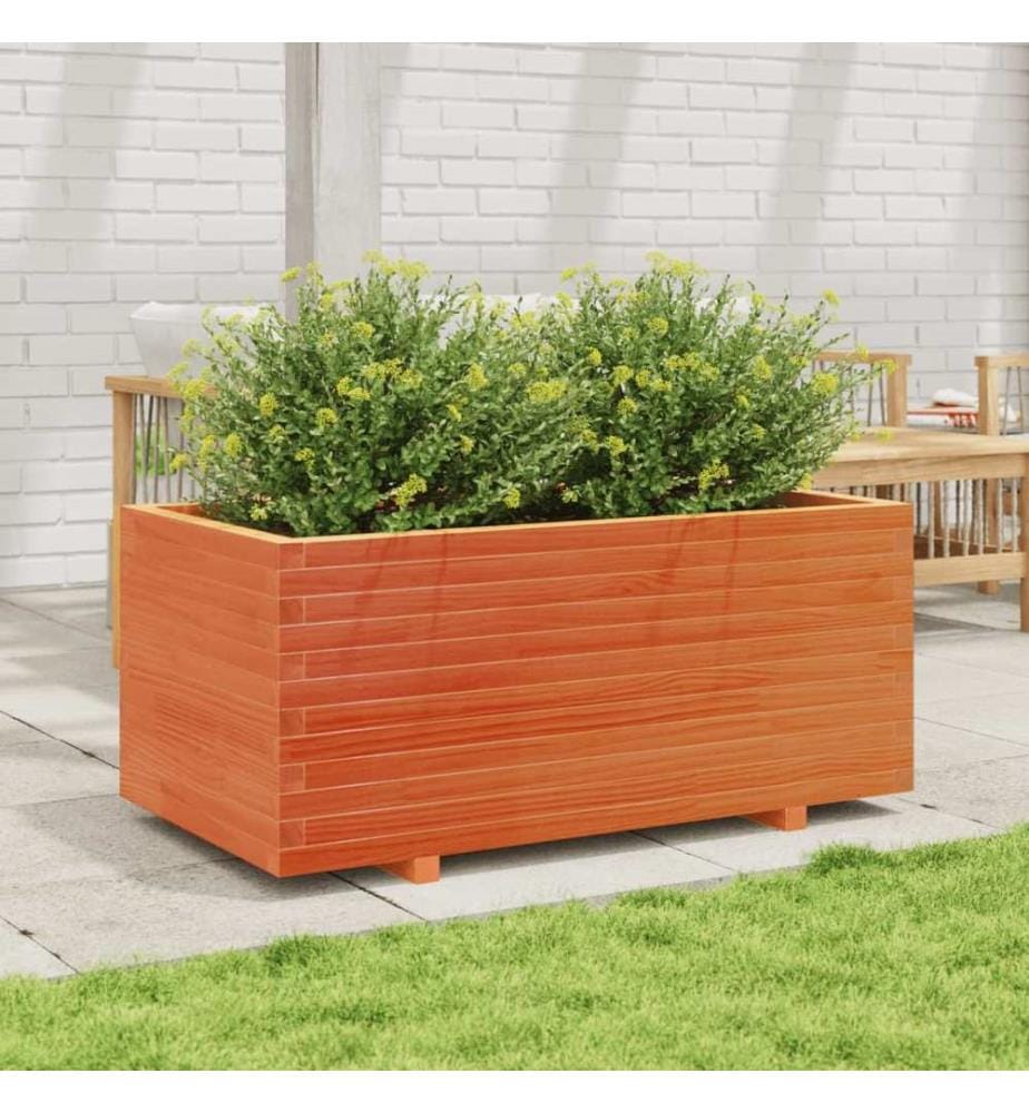 Jardinière cire marron 110x60x49,5 cm bois de pin massif