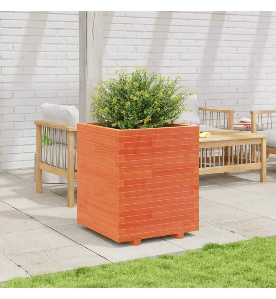 Jardinière cire marron 60x60x72,5 cm bois de pin massif