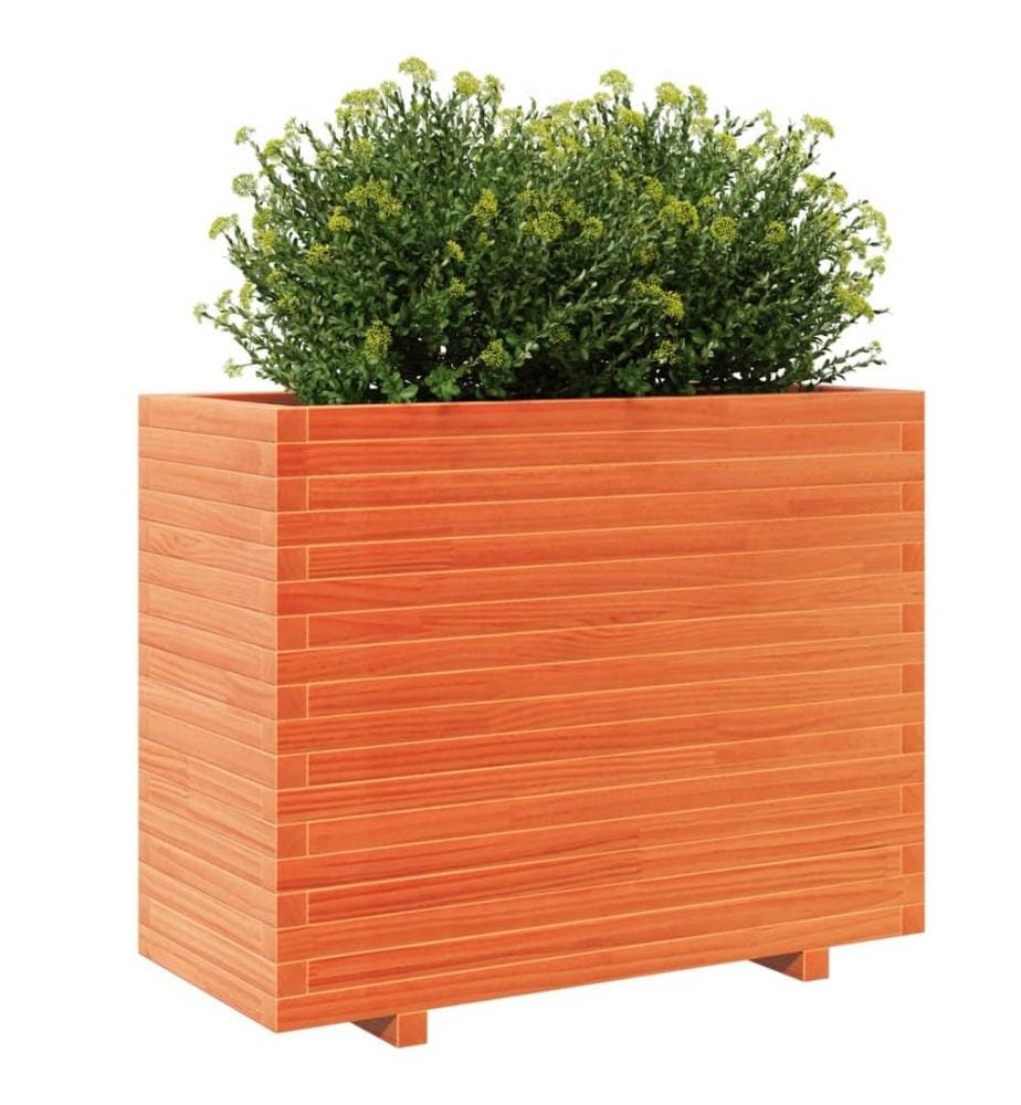Jardinière cire marron 90x40x72,5 cm bois de pin massif