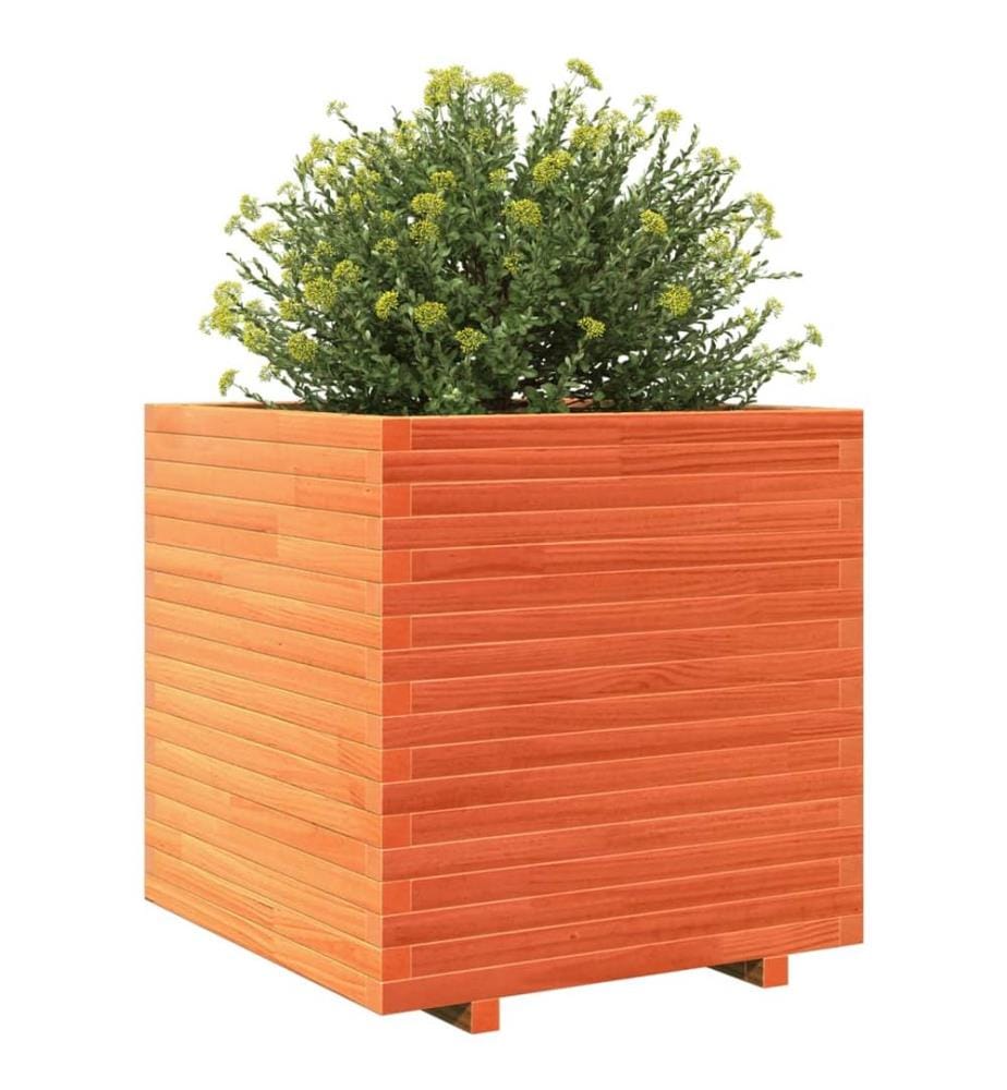 Jardinière cire marron 70x70x72 cm bois de pin massif