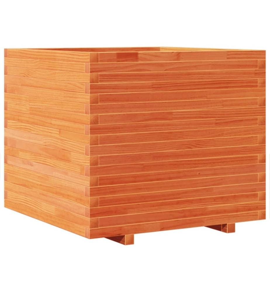 Jardinière cire marron 80x80x72 cm bois de pin massif