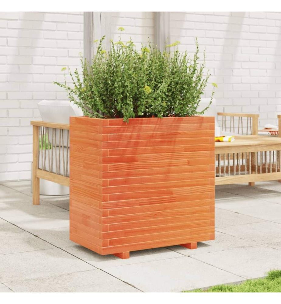 Jardinière cire marron 70x40x72 cm bois de pin massif