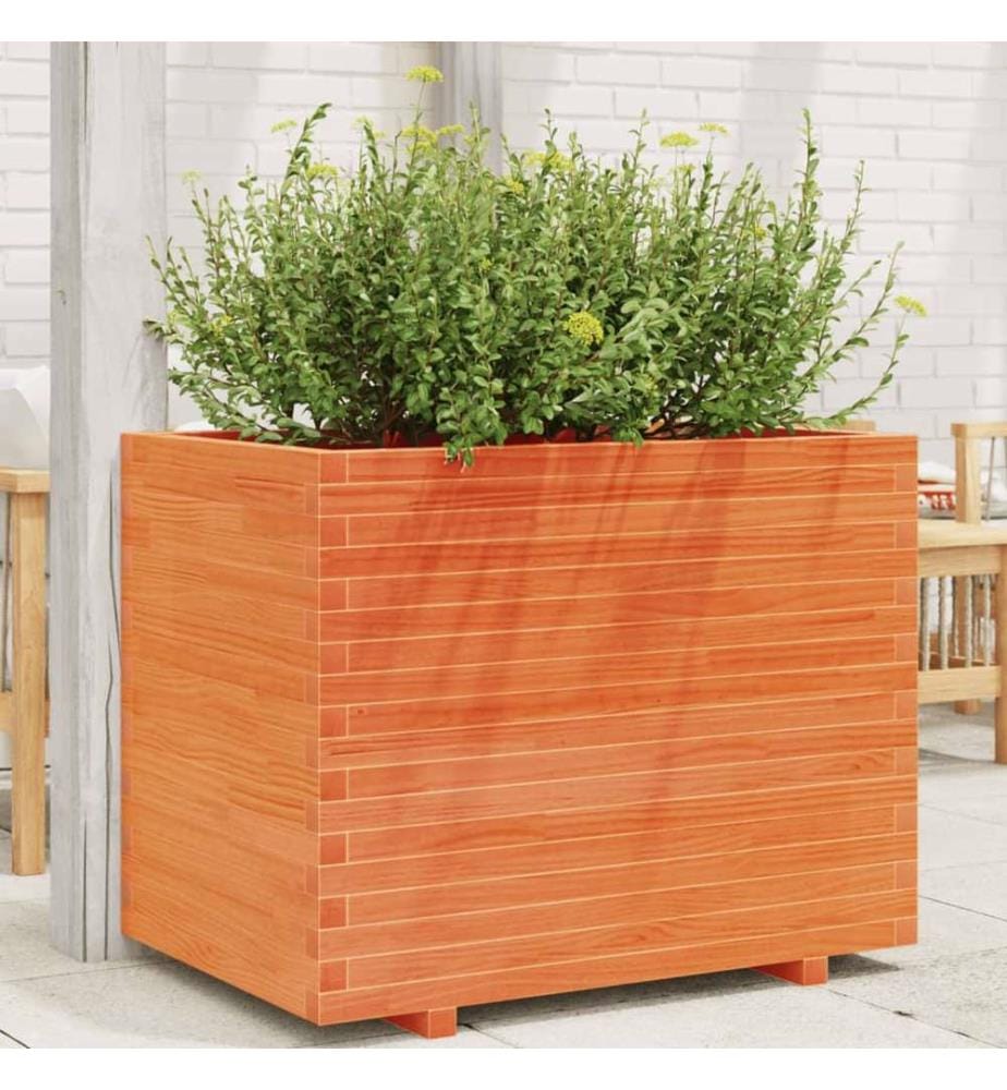 Jardinière cire marron 90x60x72 cm bois de pin massif