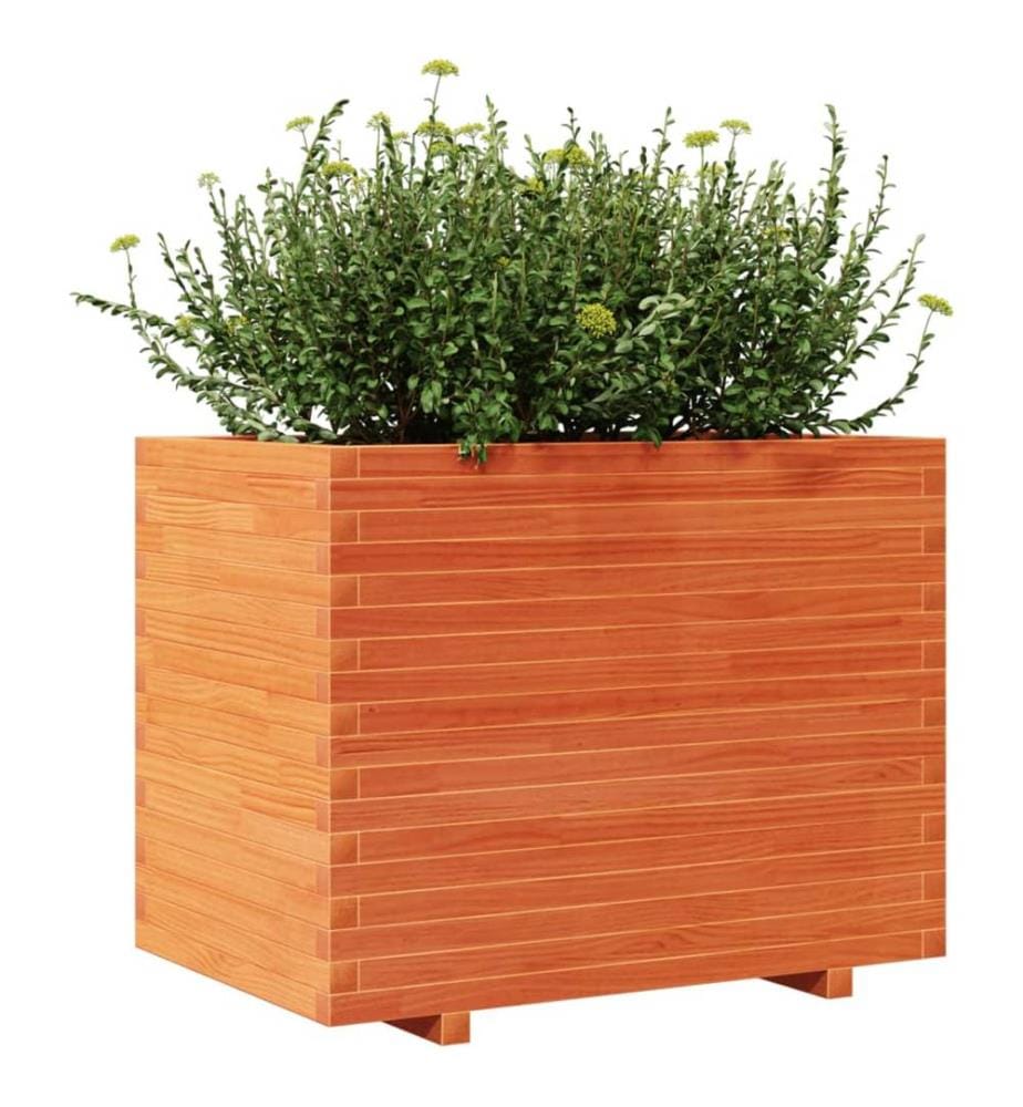 Jardinière cire marron 90x60x72 cm bois de pin massif