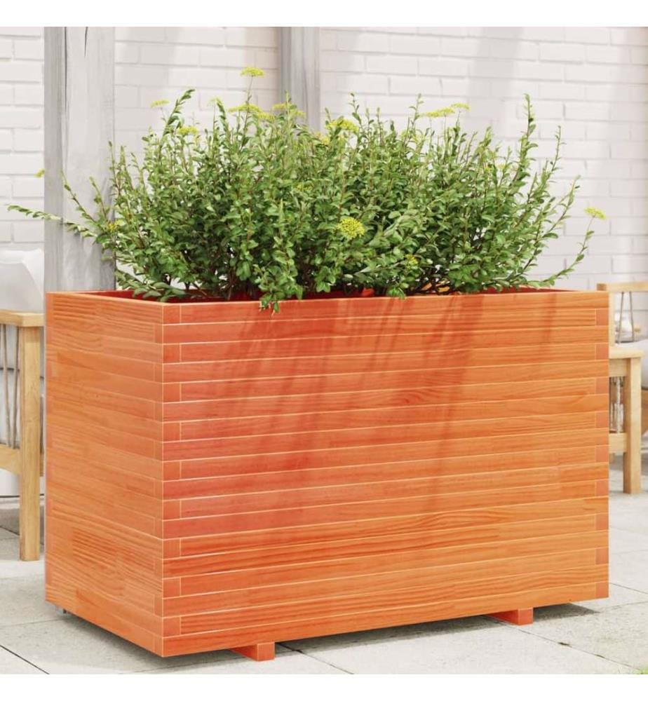 Jardinière cire marron 110x60x72 cm bois de pin massif