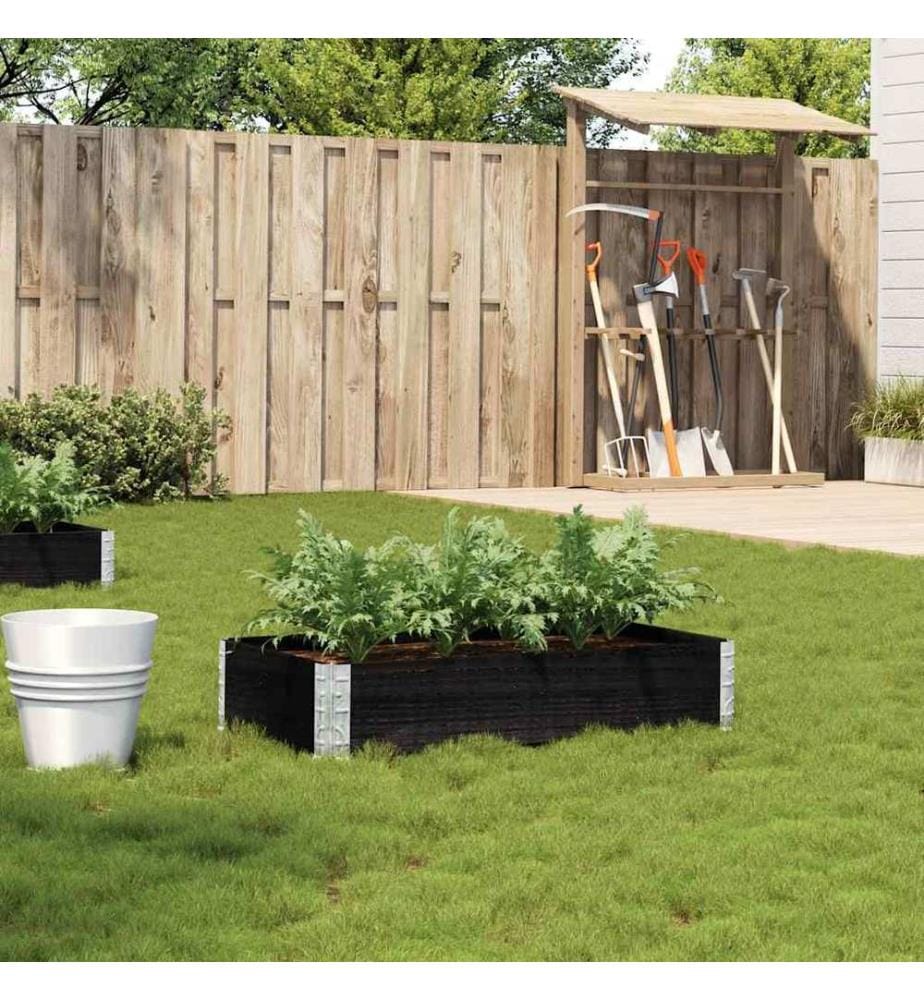 Jardinière noir 100x50 cm bois massif de pin