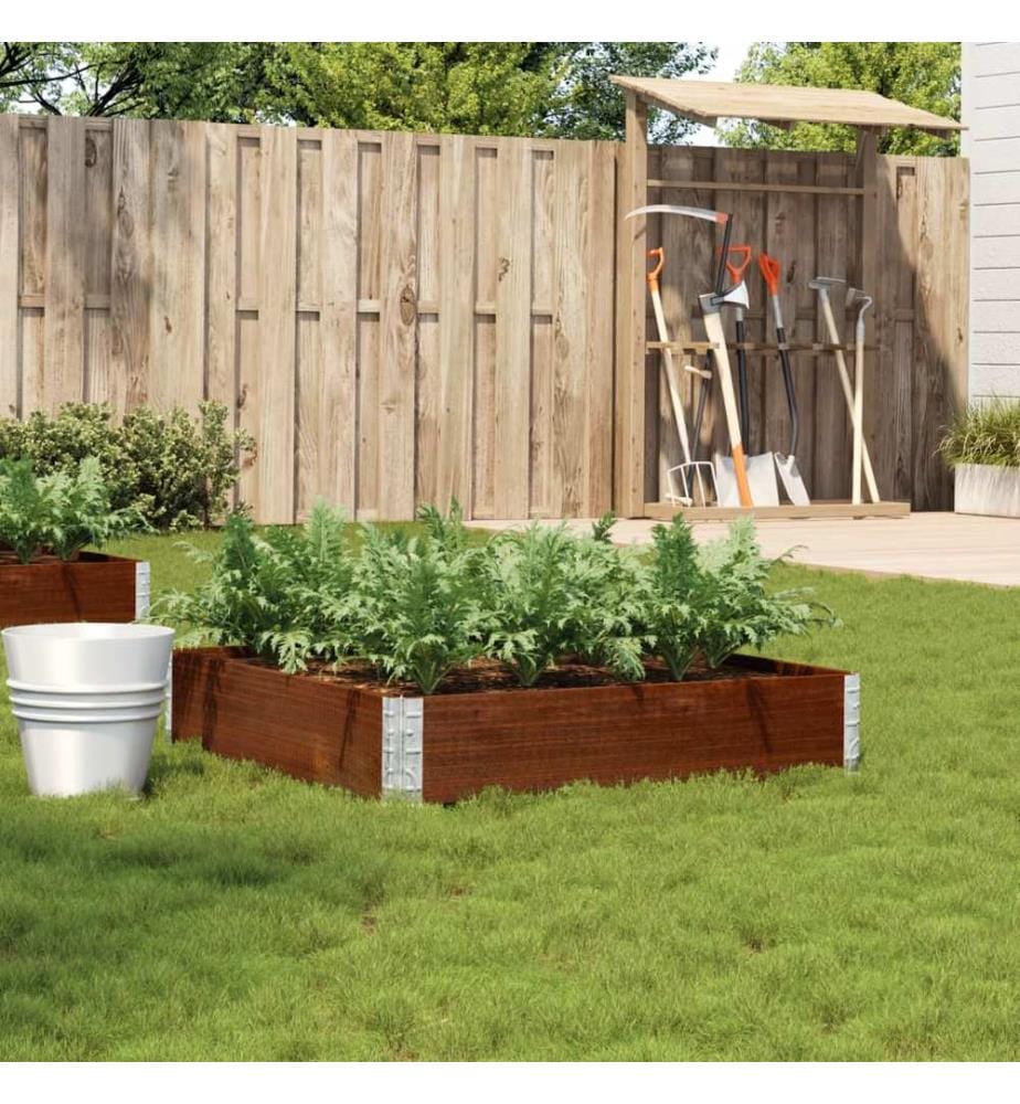Jardinière marron 100x100 cm bois massif de pin